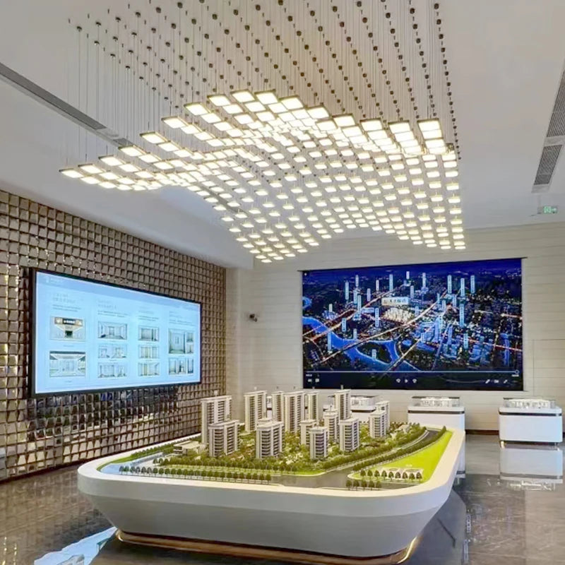 Modern Simple Smart square Wave-shaped Sales Department Chandelier Creative Styling Lamp Hotel Lobby Lamp Banquet Hall Lamp